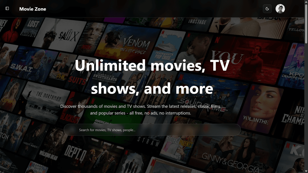 Screenshot of Moviezone project